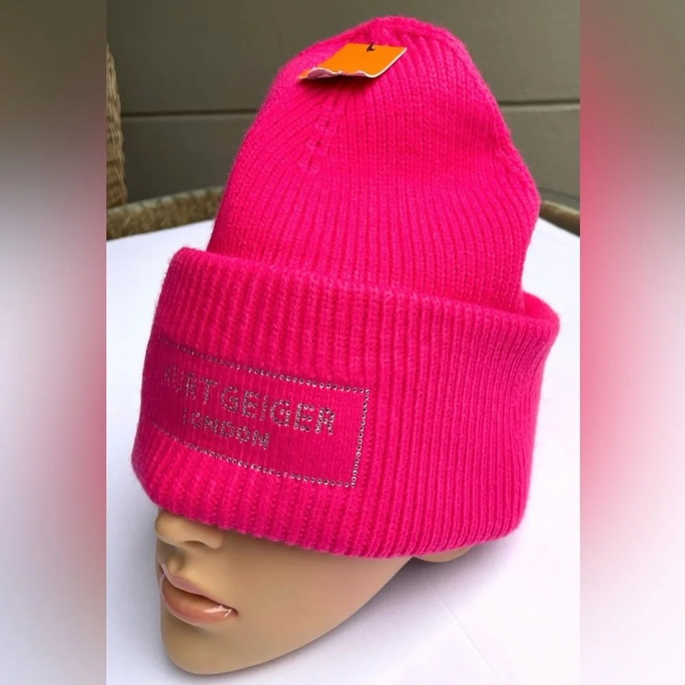 Kurt Geiger Vibrant Pink  Beanie. - Picture 13 of 15